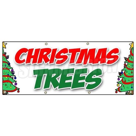 SIGNMISSION CHRISTMAS TREES BANNER SIGN poinsettia wreath xmas holiday x-mas sale B-96 Christmas Trees